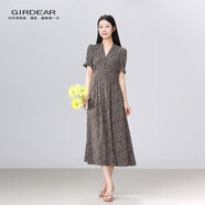 哥弟（GIRDEAR）女裝鳶尾裙子法式茶歇田園風(fēng)收腰顯瘦連衣裙150026 鳶尾灰 S (2碼)