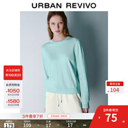 UR秋冬新款女裝簡(jiǎn)約基礎純色圓領(lǐng)長(cháng)袖針織衫UWB940011 水藍 XS