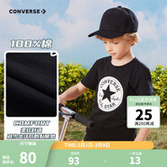 Converse 匡威兒童裝男童短袖t恤夏季新款打底大童透氣小女孩半袖運動(dòng)T恤 8642正黑色-（印花）中性 160 /76 【建議身高152-158cm】