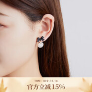 恒久葉甜美精致耳墜耳環(huán)俏皮蝴蝶結璀璨閃耀水鉆耳環(huán)耳飾生日禮 黑色