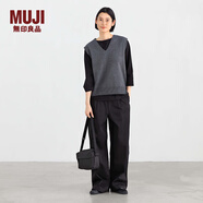 MUJI女式 米蘭諾羅紋編織 背心 針織女裝上衣馬甲25年冬季 BA1QPA5A 深灰色 M (160/84A)