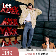 Lee【張凌赫代言】中藍色水洗428懶懶褲高腰女顯瘦寬腿牛仔褲潮流 中藍色 28