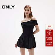 ONLY2025秋季新款拼接純色一字肩花苞裙短裙連衣裙女|125161024 H1Z黑色 M