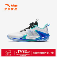 安踏兒童運動(dòng)鞋男大童鞋夏網(wǎng)面透氣旋鈕扣緩震毒刺籃球鞋 安踏白/熒光水綠/黑-1 39
