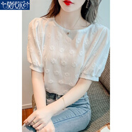 莫代爾夏季高端時(shí)尚短袖雪紡襯衫女裝2026新款氣質(zhì)小衫洋氣上衣時(shí)髦【13 白色 L 【建議91-105斤】