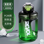 希諾（heenoor）噸桶噸大容量水杯男運動(dòng)健身墩墩水壺耐高溫夏季頓頓桶大肚杯子 【防摔+送吸管】漸層綠1600ml