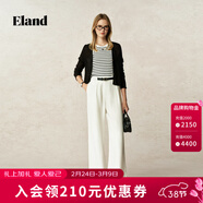 ELAND衣戀毛針織衫女心形領(lǐng)薄款下擺波浪舒適短開(kāi)衫2025夏季新款 黑色(19)Black M /165