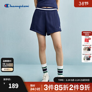 Champion冠軍短褲女2025春季新款學(xué)院風(fēng)運動(dòng)褲美式潮流短衛褲熱褲 深藍色 M