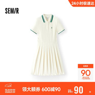 森馬（Semir）連衣裙女夏季撞色polo領(lǐng)短裙字母運動(dòng)風(fēng)學(xué)院風(fēng)百褶裙101325114051