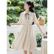 歐迪惠雪紡連衣裙女夏季2026年新款森系收腰顯瘦裙子女裝夏天氣質(zhì)小個(gè)子 杏色 S