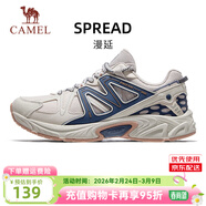駱駝（CAMEL）漫延復古慢跑步男鞋網(wǎng)面透氣運動(dòng)鞋子 7005，淺灰/深藍，男 41