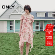ONLY夏季法式浪漫碎花收腰吊帶短裙連衣裙女|124207038 HBD 抽象花朵印花粉色 S 160/80A