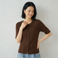 【京東直采】女裝圓領(lǐng)正肩針織開(kāi)衫短袖毛衣毛衫外套26春夏新款 琥珀棕 均碼 身高【155-175cm】 體重【80-135斤】