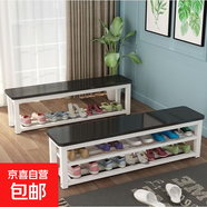 換鞋座椅家用門(mén)口可坐鞋柜長(cháng)板凳凳子浴室更衣室條凳健身房休息 A黑面+白架 三層放鞋/長(cháng)240寬35高56cm