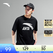 安踏（ANTA）多彩T | 短袖T恤男女夏季圓領(lǐng)上衣情侶同款吸濕排汗寬松休閑短T 【胸口大logo】基礎黑8104-3 4XL 男195/女190