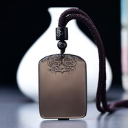 冰種黑曜石貔貅平安無(wú)事牌吊墜情侶光面無(wú)字牌項鏈男水晶飾品 小號