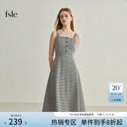 范思藍恩范思藍恩22FS2124法式格子吊帶連衣裙女夏季長(cháng)款甜美氣質(zhì)顯瘦裙子 吊帶黑白格 M