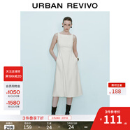 UR2025秋季新款女裝法式氣質(zhì)通勤一字領(lǐng)無(wú)袖連衣裙UWM750004 米白 M