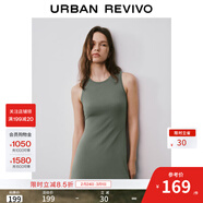 UR2025春季新款女裝波嬉風(fēng)休閑純色修身無(wú)袖連衣裙UWM750034 灰綠 (偏長(cháng)) L