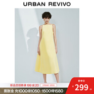 UR2025春季新款女裝法式氣質(zhì)后拉鏈收腰無(wú)袖連衣裙UWM750031 米黃 XS