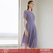 顏域（YANYEE）短袖百褶連衣裙2026夏天新款女裝氣質(zhì)女神范收腰顯瘦氣質(zhì)a字裙 紫色 XXL/44