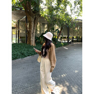 天啟世紀慵懶定格 設計感蝙蝠袖針織開(kāi)衫女馬海毛軟糯寬松外套 駝色 現貨 S