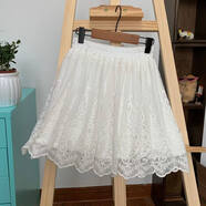 弗依郝蕾絲屁簾裙2026春夏新款純色棉布刺繡半身裙疊穿下擺百搭高腰短裙 白色兩層寬松版 40到42 S 建議85到110斤