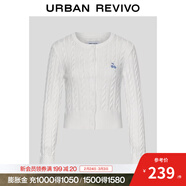 UR秋季新款女裝休閑絞花肌理櫻桃刺繡針織開(kāi)衫UYY950116 米白 XL