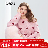 百圖（betu）女裝2025年冬季新款毛衣甜美風(fēng)愛(ài)心圖案寬松軟糯長(cháng)袖上衣2510T45 粉紅 M