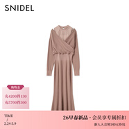 SNIDEL2026春夏新品甜美雪紡拼接露肩交叉針織連衣裙SWNO261316 摩卡棕 均碼 (F)
