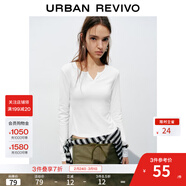 UR2026春季新款女裝時(shí)尚休閑簡(jiǎn)約基礎修身長(cháng)袖T恤UYB450010 本白 S