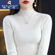 啄木鳥(niǎo)（TUCANO）特價(jià)撿漏羊絨衫女半高領(lǐng)秋冬加厚緊身毛衣內搭羊毛打底衫女裝 白色 S
