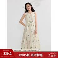 茵曼植物碎花女裝無(wú)袖連衣裙浪漫度假風(fēng)寬松2026夏季新品花苞長(cháng)裙子 杏色-18528030 M