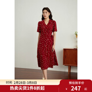 獨束大碼女裝法式小翻領(lǐng)連衣裙女夏季新款遮肉顯瘦雪紡裙子 紅色-長(cháng)款 2XL （尺碼：4）