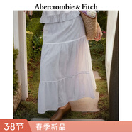 Abercrombie & Fitch美式波西米亞風(fēng)壓褶棉質(zhì)條紋蕾絲半身裙26春新款女裝143-6099 水藍色 XXS (160/60A)