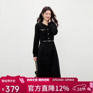 秋水伊人優(yōu)雅百搭絲絨感裙子2025年冬季新年戰袍復古經(jīng)典小香風(fēng)連衣裙