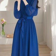 花花公子（PLAYBOY）海邊度假連衣裙克萊因藍波點(diǎn)子2026春季新款女裝氣質(zhì)多巴胺絕美掐 克萊因藍波點(diǎn)連衣裙【高品質(zhì)】 M 建議100-109斤