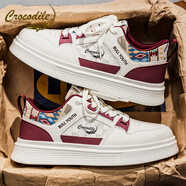 鱷魚(yú)恤男鞋2026新款春季百搭休閑小眾板鞋防滑運動(dòng)軟底工作小白鞋子潮流 紅色 43