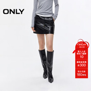 ONLY2025夏季新款隨性街頭運動(dòng)裙A字PU短裙半身裙女|12536S002 H1Z黑色 M