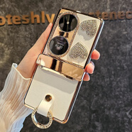 華為（HUAWEI）適用華為Pocket2手機殼新款寶盒小折疊屏P50Pockets保保護殼套防 滿(mǎn)鉆愛(ài)心白色單殼素皮鑲鉆 華為PocketS