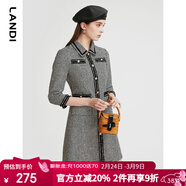 藍地黑白千鳥(niǎo)格小香風(fēng)連衣裙女2023年春季新款高級感短裙 黑色 M