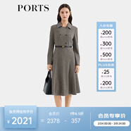 PORTS寶姿女裝2025秋冬新款千鳥(niǎo)格紋雙排扣連衣裙ALQ9D048UCE015 黑-駝 L （8）