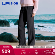 FILA FUSION斐樂(lè )潮牌梭織長(cháng)褲女夏季新款休閑寬松工裝闊腿褲 正黑色-BK M 165/66A/M