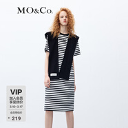 MO&Co.連帽披肩MC刺繡黑白條紋連衣裙兩件套氣質(zhì)設計感裙子女摩安珂 黑白條色-第1批 XL 175