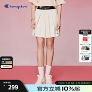 Champion冠軍百褶裙女2024夏季新款A字裙休閑短裙校園風(fēng)簡(jiǎn)約百搭 米白色 M
