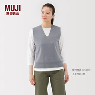 MUJI女式 米蘭諾羅紋編織 背心 針織女裝上衣馬甲25年冬季 BA1QPA5A 淺灰色 L (165/88A)