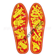 棉布繡花鞋墊成品本命年紅黃男女加厚七星本命年手工運動(dòng)吸汗防臭 八仙紅底黃繡 45