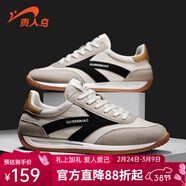 貴人鳥(niǎo)男鞋輕便休閑鞋情侶革面女士運動(dòng)鞋2026新款低幫百搭軟底舒適鞋子 米/灰/黑（男款） 42
