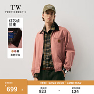 Teenie Weenie小熊男裝撞色外套2025春季新款休閑翻領(lǐng)美式潮流夾克 粉色 S