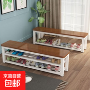 換鞋座椅家用門(mén)口可坐鞋柜長(cháng)板凳凳子浴室更衣室條凳健身房休息 A柚木+白架 三層放鞋/長(cháng)240寬35高56cm